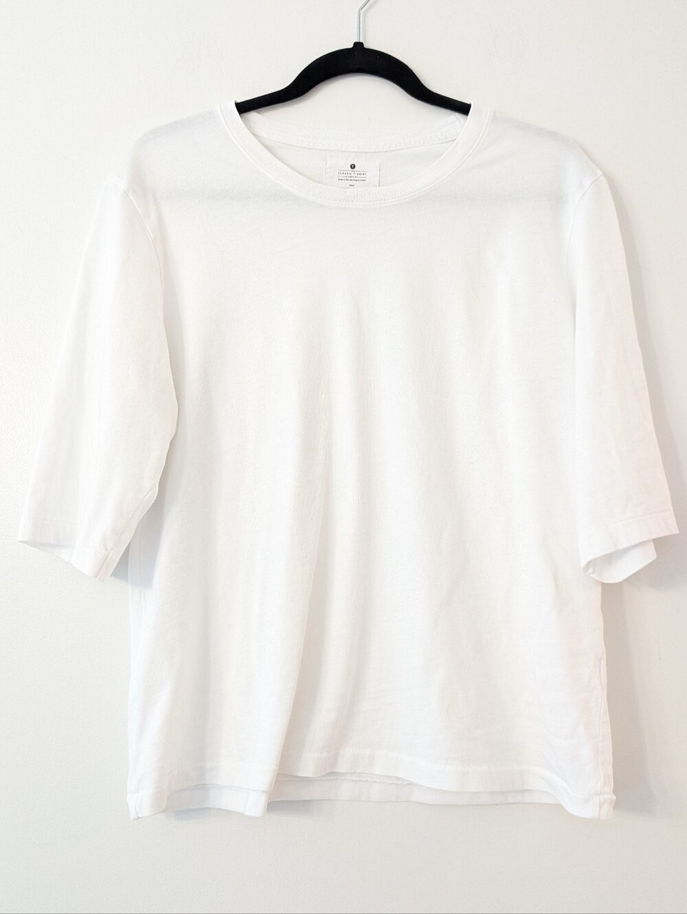The Classic T-Shirt Company Womens White Organic Cotton Oversized Crewneck Tee L